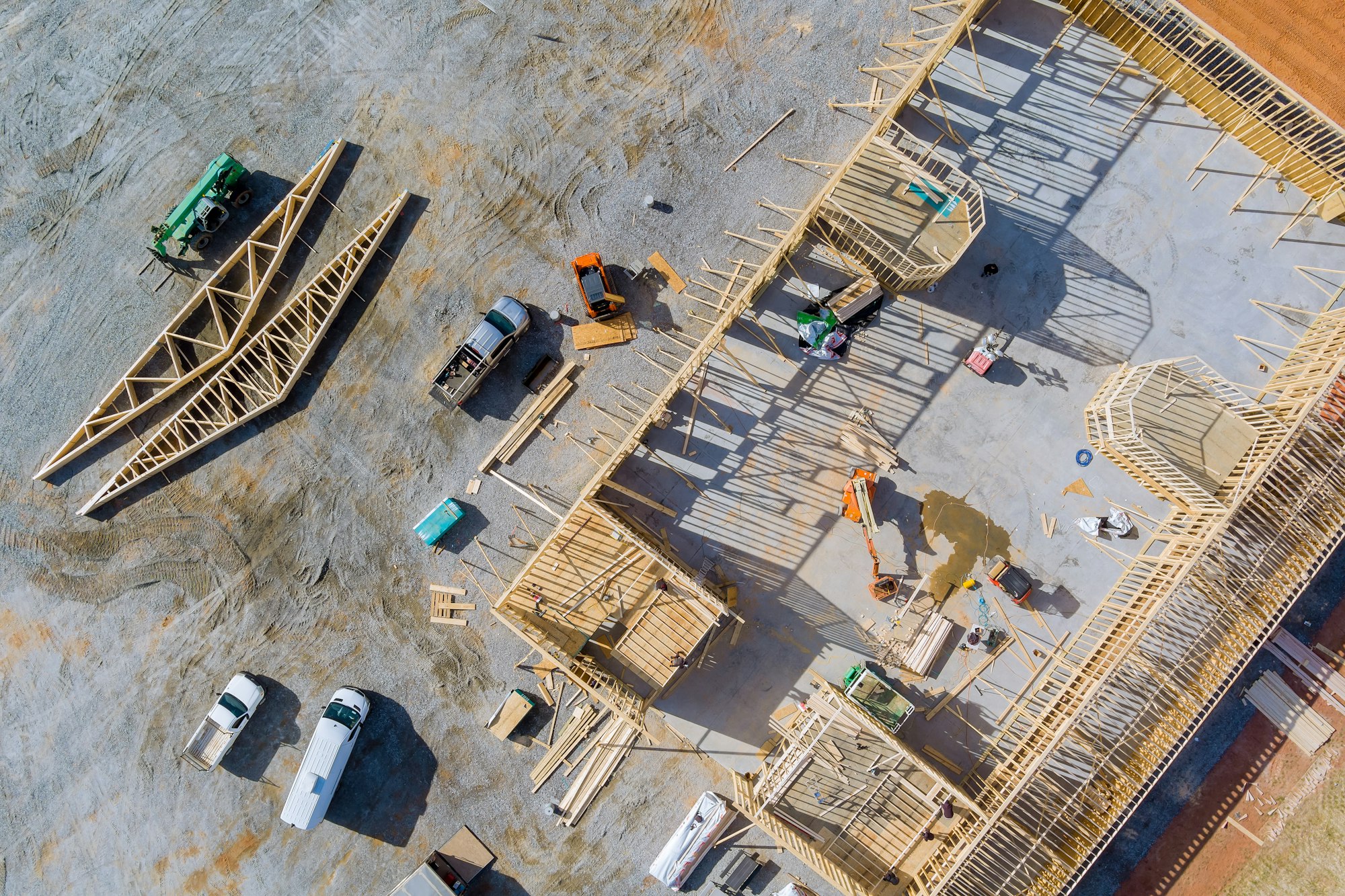 Building construction wood framing of a new house under construction